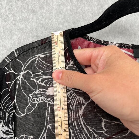 The Limited Womens Mesh Ruched Dark Floral Top Size XL Red Black 90s Grunge EUC - Picture 8 of 12